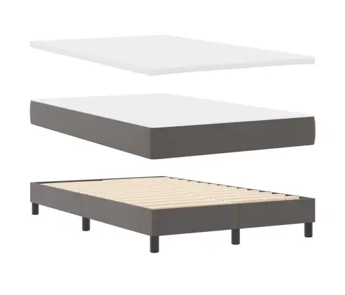 Gultas Rāmis Ar Matraci Pelēka 120 X 190 Cm Mākslīgā Āda Vidaxl
