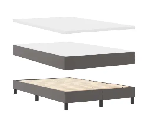 Box Spring Gulta Ar Matraci Pelēkā Krāsā, 120 X 200 Cm, Mākslīgā Āda Vidaxl