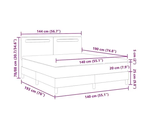 Kaste Gultai Ar Matraci Melnā Krāsā, 140X190 Cm Vidaxl