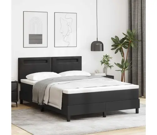 Kiemas Lova Su Čiužiniu Juoda 140 X 200 Cm Dirbtinė Oda