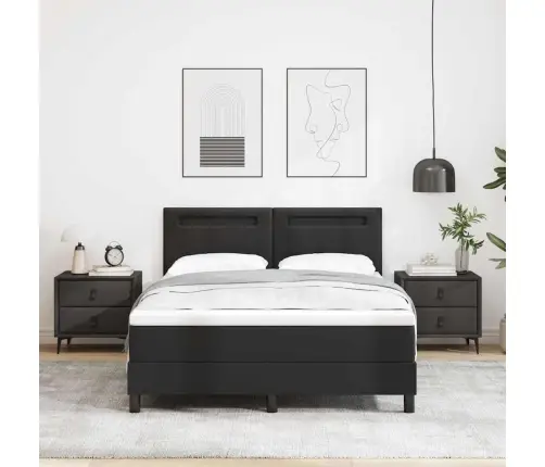 Kiemas Lova Su Čiužiniu Juoda 140 X 200 Cm Dirbtinė Oda