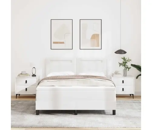 Pamata Gulta Ar Matraci Baltā Krāsā (160 X 200 Cm), Mākslīgā Āda Vidaxl