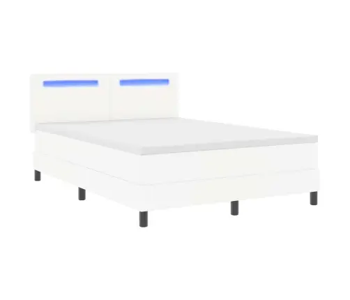 Pamata Gulta Ar Matraci Baltā Krāsā (160 X 200 Cm), Mākslīgā Āda Vidaxl