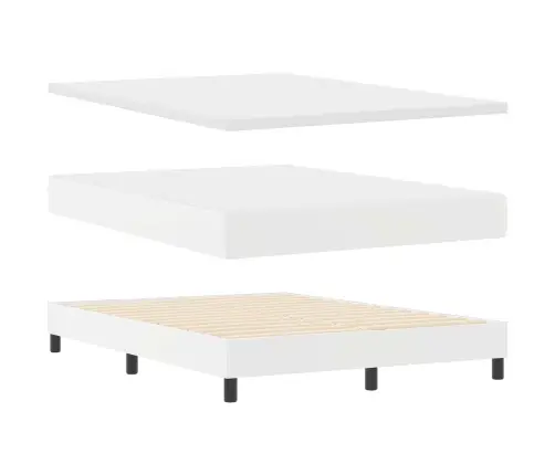 Pamata Gulta Ar Matraci Baltā Krāsā (160 X 200 Cm), Mākslīgā Āda Vidaxl