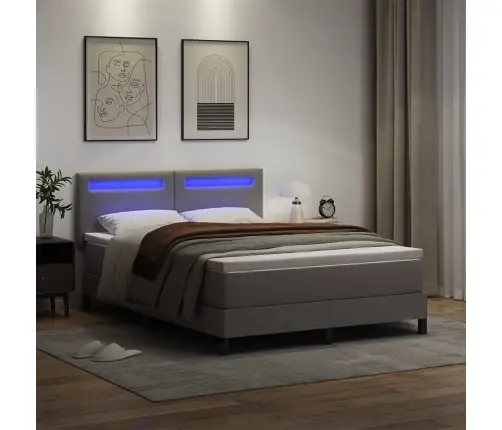 Kiemas Lova Su Čiužiniu Pilka 160 X 200 Cm Dirbtinė Oda