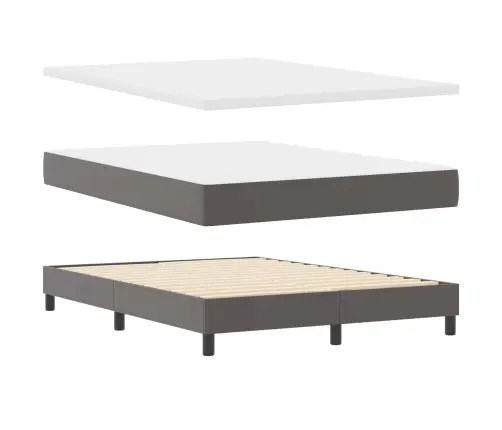 Kiemas Lova Su Čiužiniu Pilka 160 X 200 Cm Dirbtinė Oda