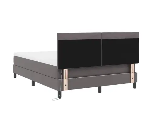 Kiemas Lova Su Čiužiniu Pilka 160 X 200 Cm Dirbtinė Oda