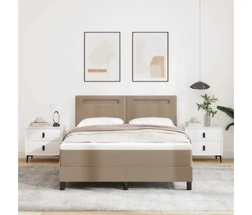 Gultas Rāmis Ar Matraci Kapučīno 160 X 200 Cm Mākslīgā Āda Vidaxl
