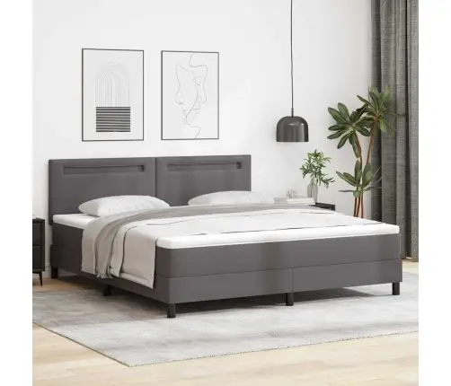 Gultas Rāmis Ar Matraci Pelēka 180 X 200 Cm Mākslīgā Āda Vidaxl
