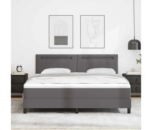 Gultas Rāmis Ar Matraci Pelēka 180 X 200 Cm Mākslīgā Āda Vidaxl