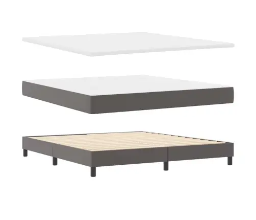 Gultas Rāmis Ar Matraci Pelēka 180 X 200 Cm Mākslīgā Āda Vidaxl
