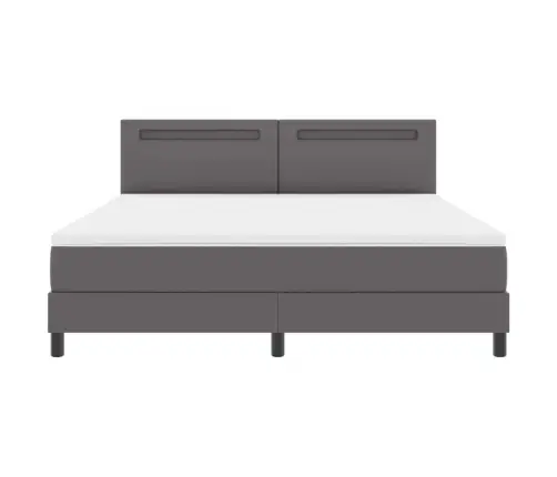 Gultas Rāmis Ar Matraci Pelēka 180 X 200 Cm Mākslīgā Āda Vidaxl