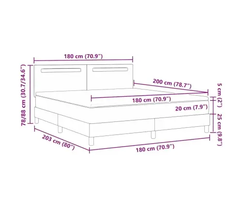 Gultas Rāmis Ar Matraci Pelēka 180 X 200 Cm Mākslīgā Āda Vidaxl