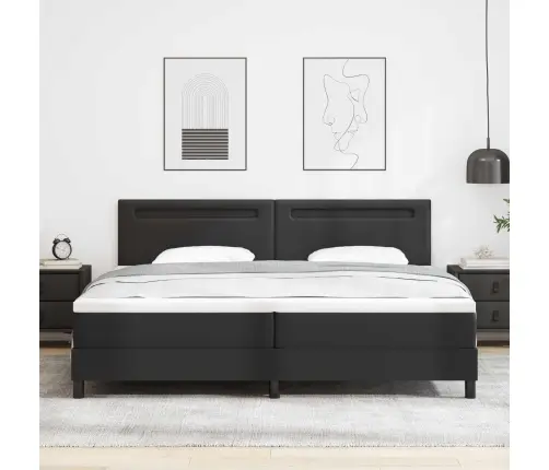 Gultas Rāmis Ar Matraci Melna 200 X 200 Cm Mākslīgā Āda Vidaxl