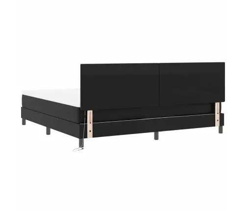 Gultas Rāmis Ar Matraci Melna 200 X 200 Cm Mākslīgā Āda Vidaxl