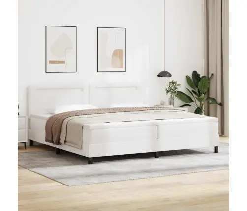 Gultas Rāmis Ar Matraci Balts 200 X 200 Cm Mākslīgā Āda Vidaxl