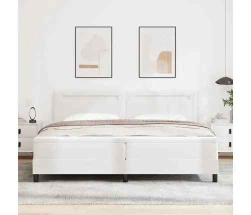 Gultas Rāmis Ar Matraci Balts 200 X 200 Cm Mākslīgā Āda Vidaxl