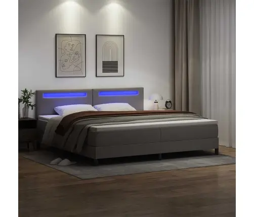 Gultas Rāmis Ar Matraci Pelēka 200 X 200 Cm Mākslīgā Āda Vidaxl