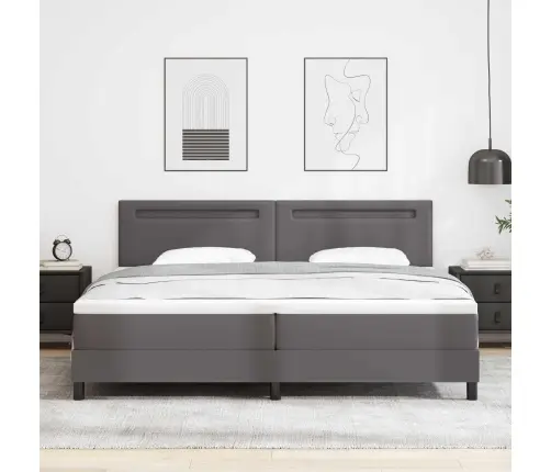 Gultas Rāmis Ar Matraci Pelēka 200 X 200 Cm Mākslīgā Āda Vidaxl