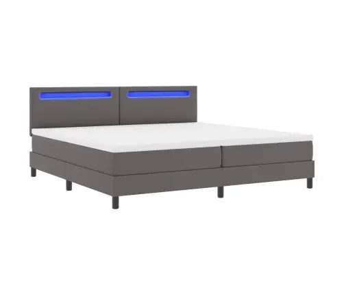 Gultas Rāmis Ar Matraci Pelēka 200 X 200 Cm Mākslīgā Āda Vidaxl