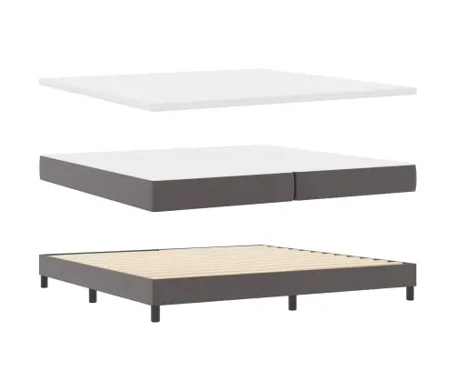 Gultas Rāmis Ar Matraci Pelēka 200 X 200 Cm Mākslīgā Āda Vidaxl