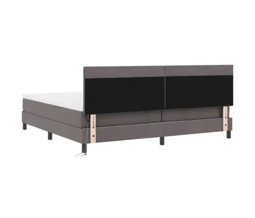 Gultas Rāmis Ar Matraci Pelēka 200 X 200 Cm Mākslīgā Āda Vidaxl