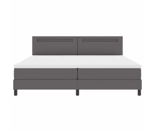 Gultas Rāmis Ar Matraci Pelēka 200 X 200 Cm Mākslīgā Āda Vidaxl