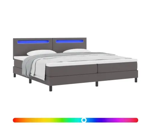 Gultas Rāmis Ar Matraci Pelēka 200 X 200 Cm Mākslīgā Āda Vidaxl