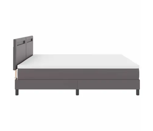 Gultas Rāmis Ar Matraci Pelēka 200 X 200 Cm Mākslīgā Āda Vidaxl
