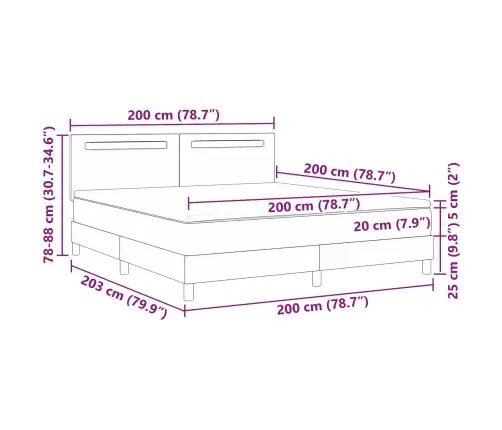 Gultas Rāmis Ar Matraci Pelēka 200 X 200 Cm Mākslīgā Āda Vidaxl