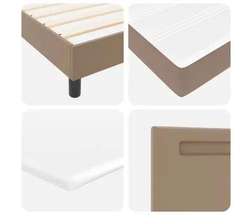 Gultas Rāmis Ar Matraci Kapučīno 200 X 200 Cm Mākslīgā Āda Vidaxl