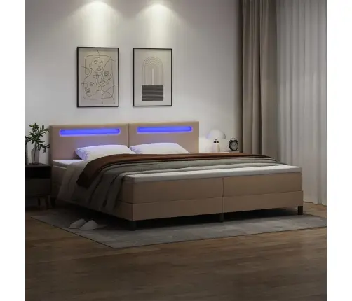 Gultas Rāmis Ar Matraci Kapučīno 200 X 200 Cm Mākslīgā Āda Vidaxl