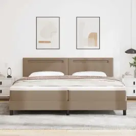 Kastītes Atsperu Gulta Kapučīno 200 X 200 Cm Mākslīgā Āda Vidaxl