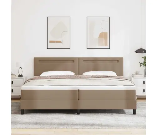 Gultas Rāmis Ar Matraci Kapučīno 200 X 200 Cm Mākslīgā Āda Vidaxl