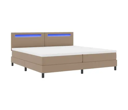 Gultas Rāmis Ar Matraci Kapučīno 200 X 200 Cm Mākslīgā Āda Vidaxl