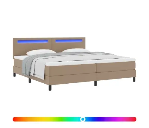 Gultas Rāmis Ar Matraci Kapučīno 200 X 200 Cm Mākslīgā Āda Vidaxl