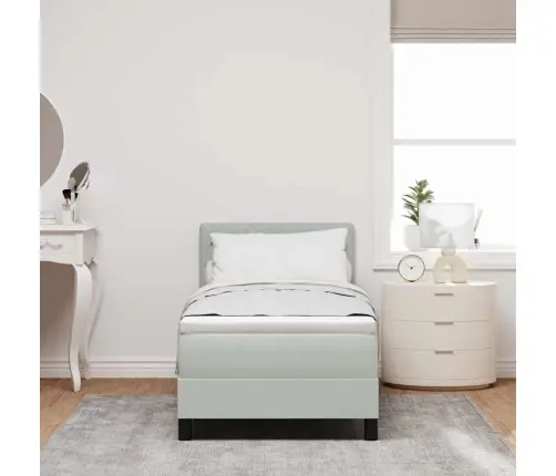 Box Spring Gulta Ar Matraču Gaiši Pelēks 80 X 200 Cm Audums Vidaxl