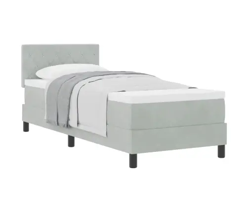 Box Spring Gulta Ar Matraču Gaiši Pelēks 80 X 200 Cm Audums Vidaxl