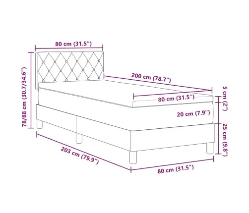 Box Spring Gulta Ar Matraču Gaiši Pelēks 80 X 200 Cm Audums Vidaxl