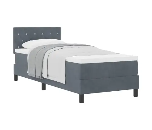 Box Spring Gulta Ar Matraču Tumši Pelēka 80 X 200 Cm Audums Vidaxl