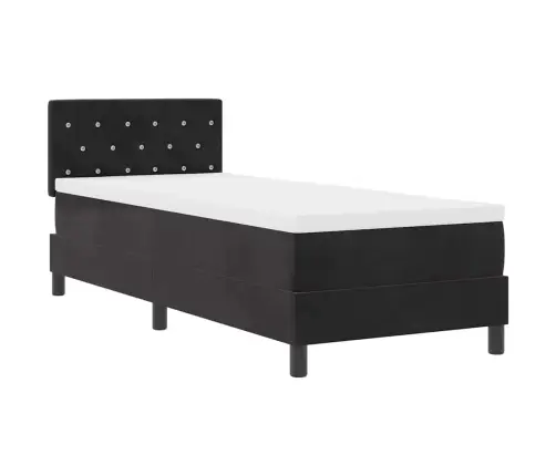 Box Spring Gulta Ar Matraču Ar Matraci Melna 80 X 200 Cm Audums Vidaxl