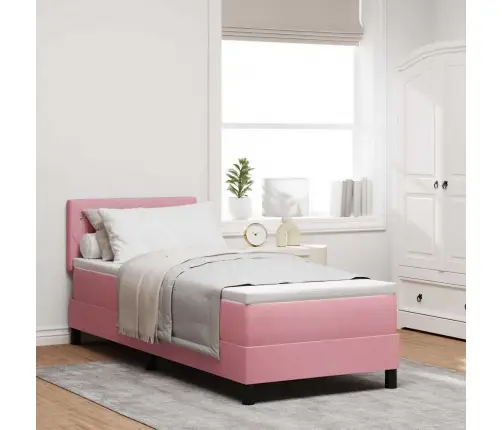 Kastītes Atsperu Gulta Ar Matraci Rozā 80 X 200 Cm Samts Vidaxl
