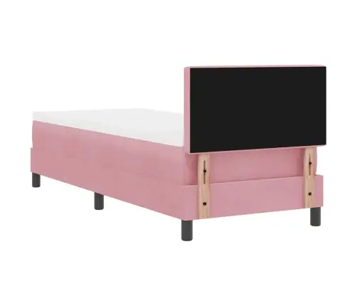 Kastītes Atsperu Gulta Ar Matraci Rozā 80 X 200 Cm Samts Vidaxl