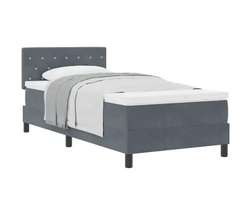 Box Spring Gulta Ar Matraču Tumšpelēka 90X200 Cm Samts Vidaxl