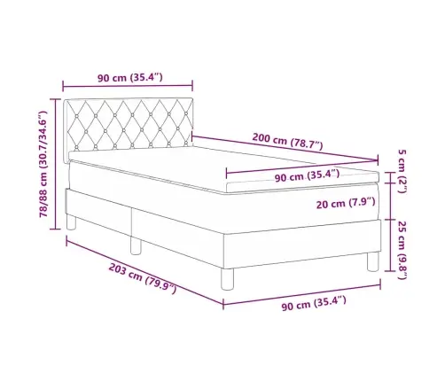 Kiemas Lova Su Čiužiniu Su Galvūgalio Juoda 90 X 200 Cm Aksomas