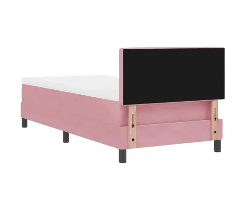 Kastītes Atsperu Gulta Ar Matraci Rozā 90 X 200 Cm Samts Vidaxl