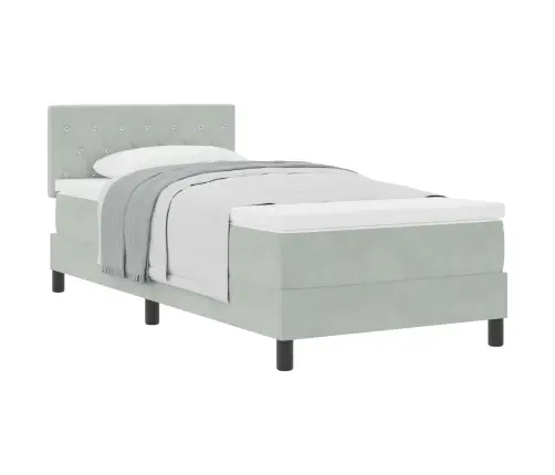 Box Spring Gulta Ar Matraču Gaiši Pelēks 100 X 200 Cm Audums Vidaxl