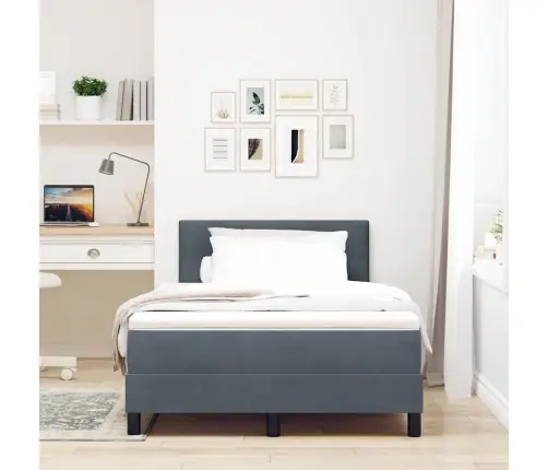 Kiemas Lova Su Čiužiniu Tamsiai Pilka 120 X 190 Cm Aksomas