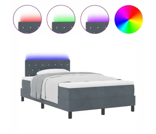 Kiemas Lova Su Čiužiniu Tamsiai Pilka 120 X 190 Cm Aksomas