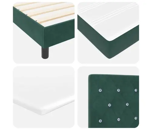 Box Spring Gulta Ar Matraču Tumši Zaļa Mazā Divgadīgā Samta Vidaxl